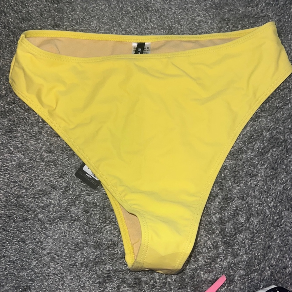 PLT yellow high waist bikini bottom in yellow